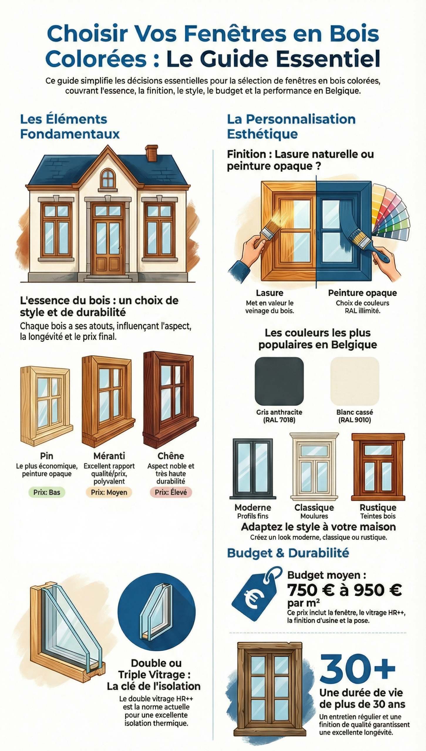 Fenêtres en bois couleurs info