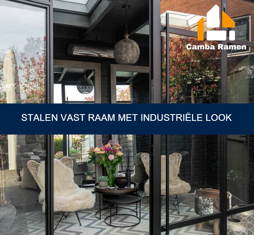 Stalen vast raam met industriële look